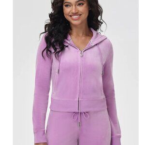 Juicy Couture OG Big Bling Velour Hoodie and joggers Violet Tulle  SET M !